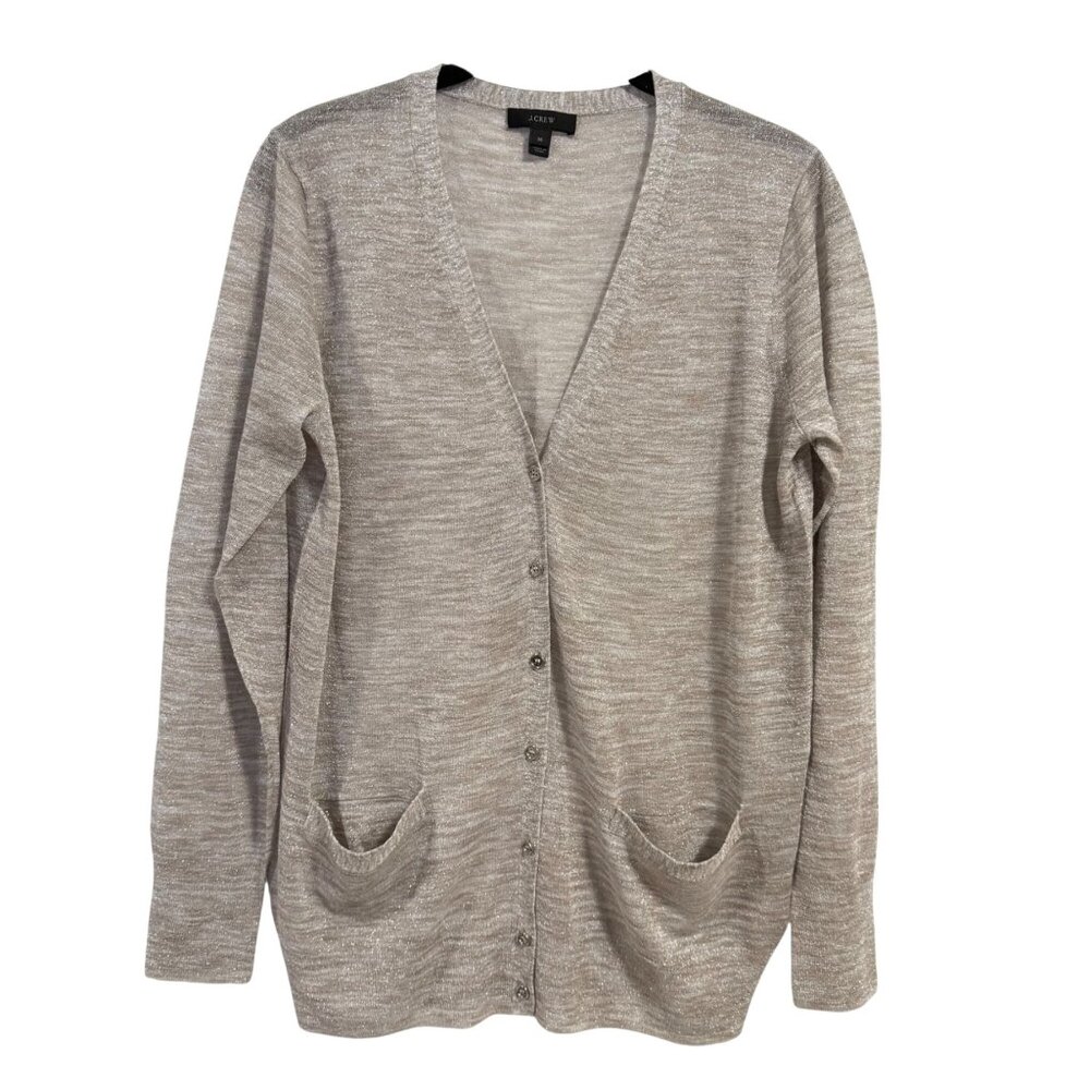J. Crew Women's Metallic‎ Lightweight Sparkle Cardigan Sweater Size M